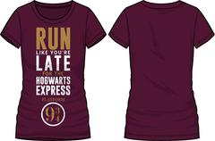 Harry Potter Run Like You're Late For The Hogwarts Express Platform 9 3/4 Women's Burgundy T-Shirt