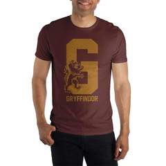 Harry Potter Gryffindor House Pride Big G with Lion Men's Burgundy T-Shirt
